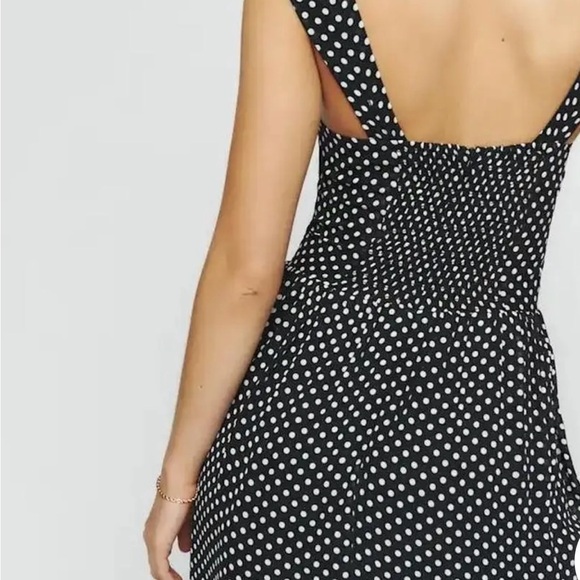 Reformation Taiga Black and White Polka Dot Mini Dress - Picture 3 of 4